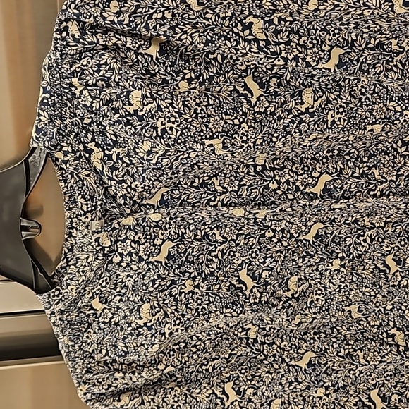 💕DOEN💕 O'Keeffe Top ~ Cream Blue Prancing Fawn Print Medium NWOT - Picture 9 of 14